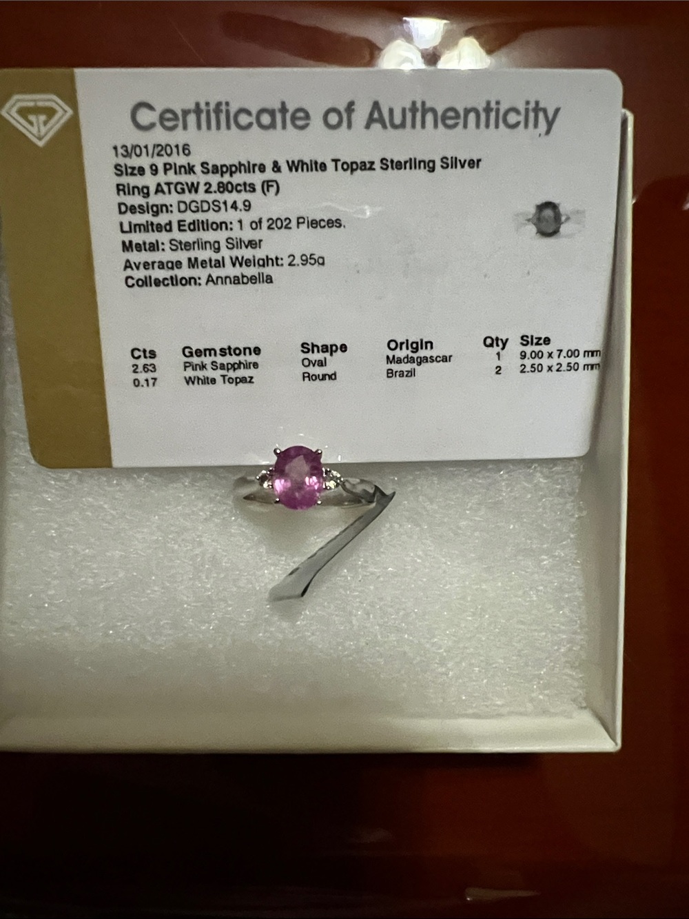 Annabella Sterling Silver Ring with Pink Sapphire Center